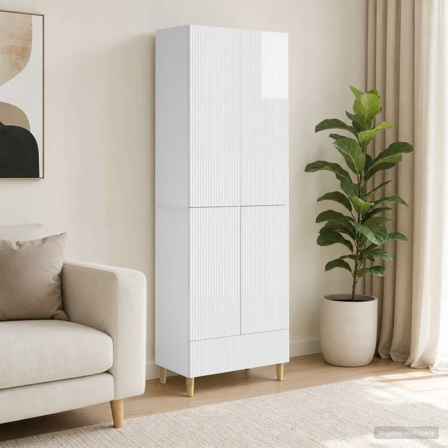 Ensemble de Meubles 2 pcs Blanc brillant 66 x 34,5 x 95 cm