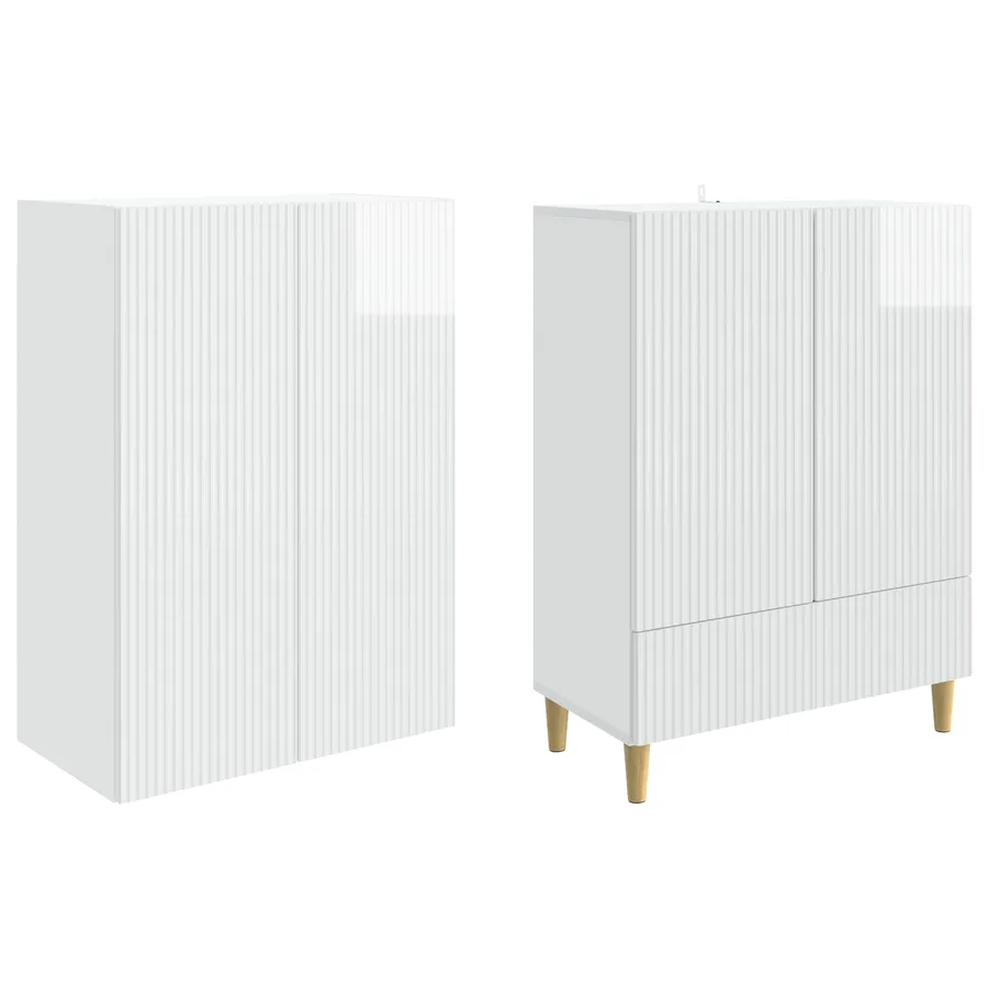 Ensemble de Meubles 2 pcs Blanc brillant 66 x 34,5 x 95 cm - 4