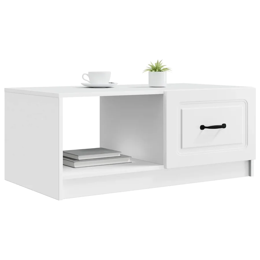 Table basse Blanc 90 x 50 x 37 cm Bois d'ingénierie - 3