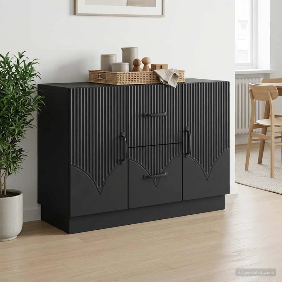 Buffet avec tiroir Noir 89 x 34,5 x 57 cm Bois d'ingénierie