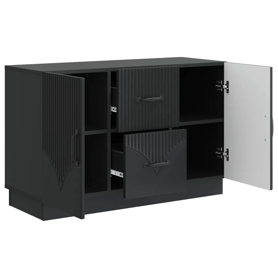 Buffet avec tiroir Noir 89 x 34,5 x 57 cm Bois d'ingénierie - 5