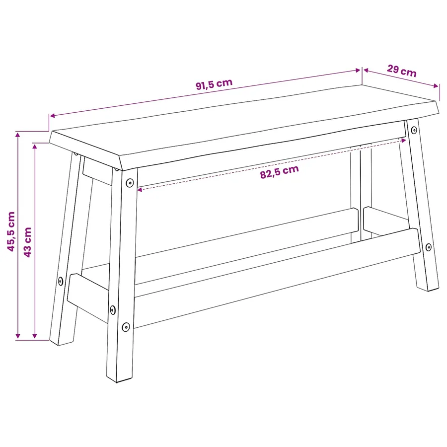 Banc de salle à manger EKAI Blanc 91,5 x 29 x 45,5 cm - 8