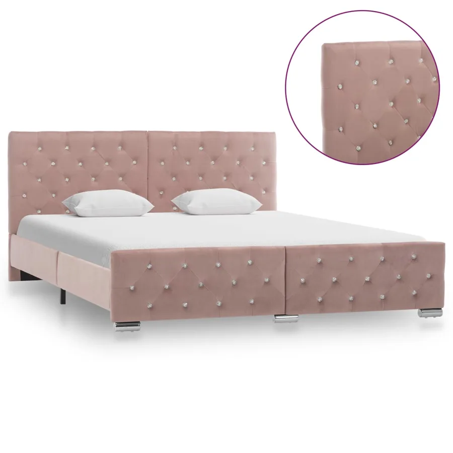 Cadre de lit sans matelas Rose Velours 160x200 cm - 3