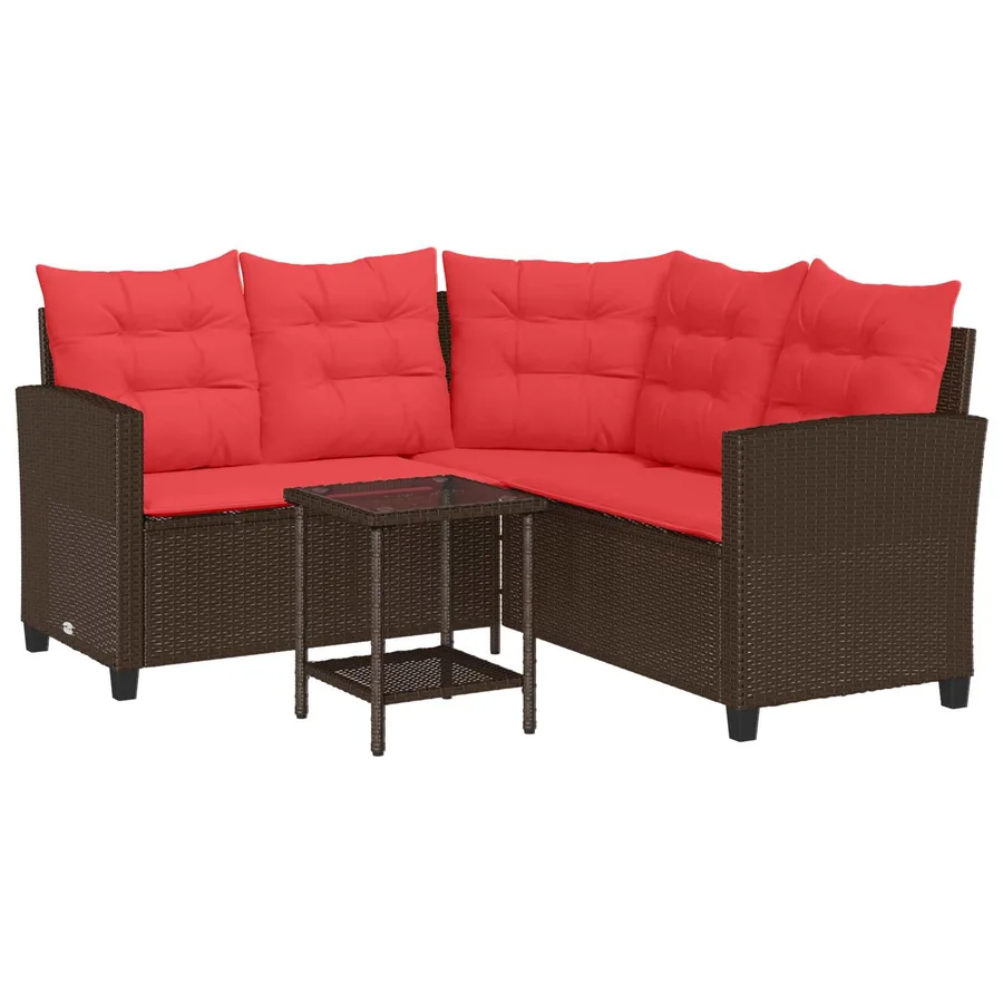 Ensemble de canapés d'extérieur 2 pcs Marron et rouge polyrotin - 2
