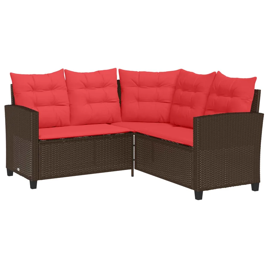 Ensemble de canapés d'extérieur 2 pcs Marron et rouge polyrotin - 5