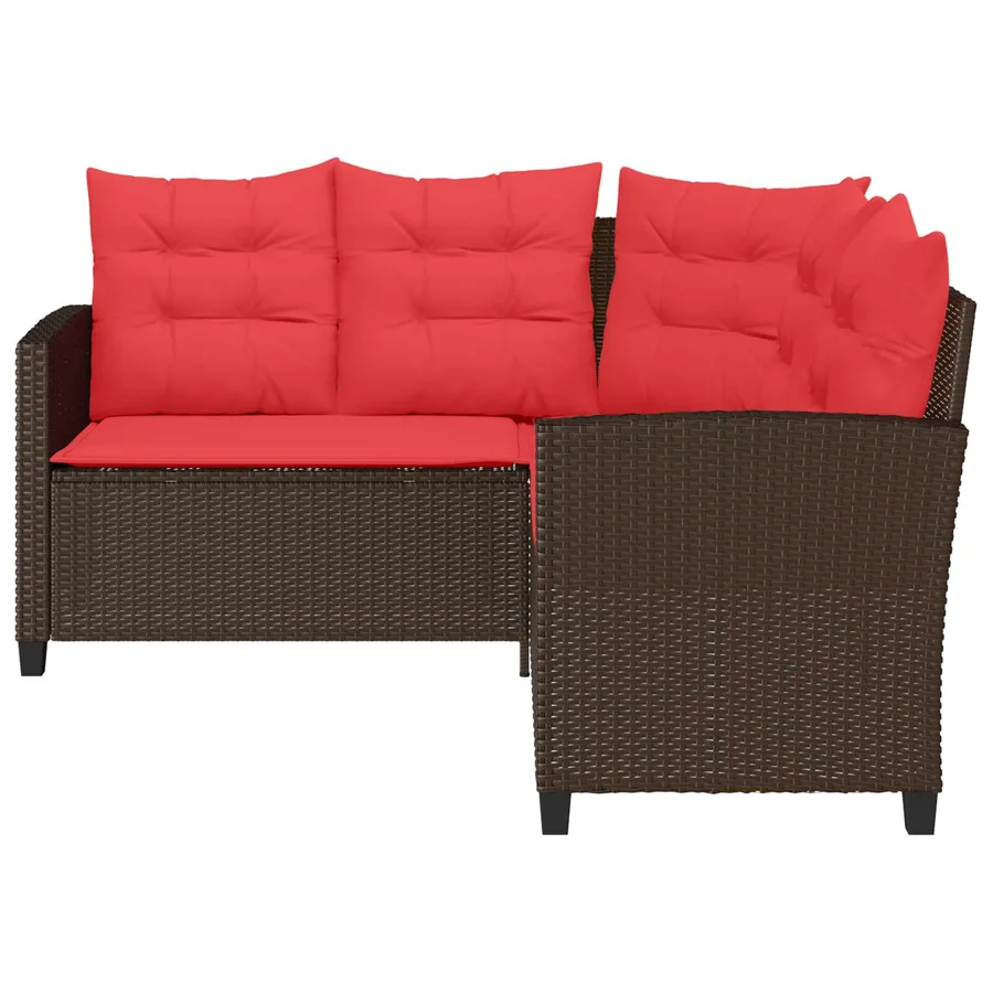 Ensemble de canapés d'extérieur 2 pcs Marron et rouge polyrotin - 7