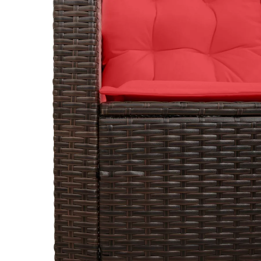 Ensemble de canapés d'extérieur 2 pcs Marron et rouge polyrotin - 9