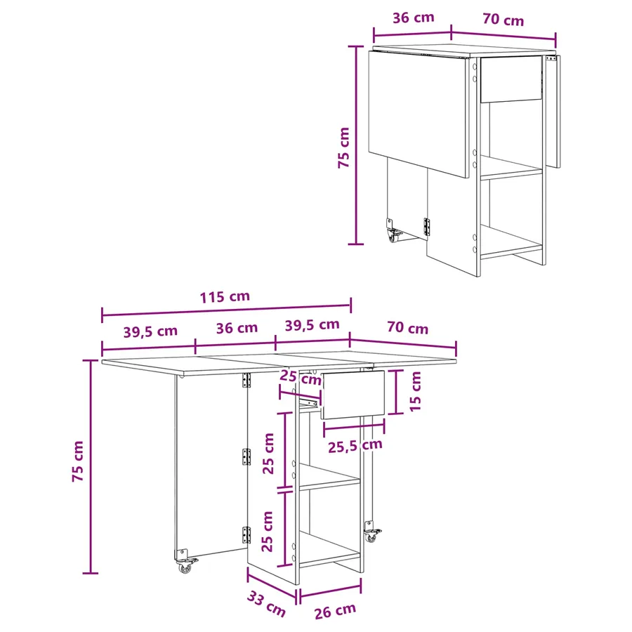 Table à dîner 115 x 70 x 75 cm Bois d'ingénierie Blanc - 13