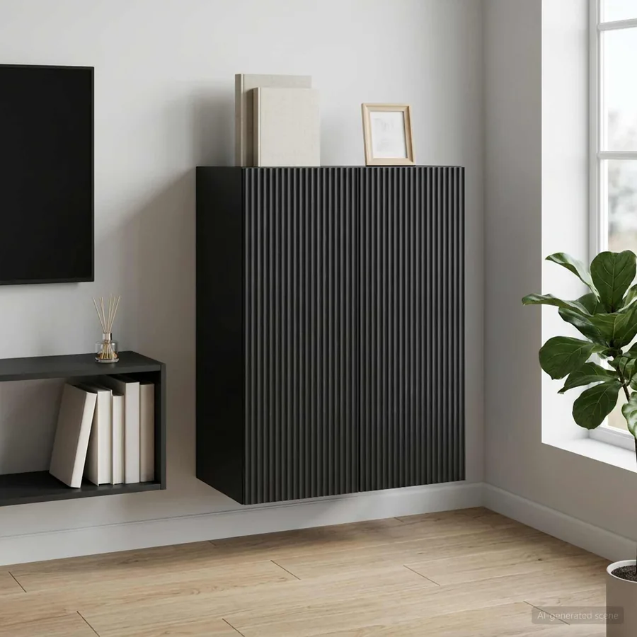 Armoire Murale Noir 66 x 34,5 x 90 cm Bois d'ingénierie