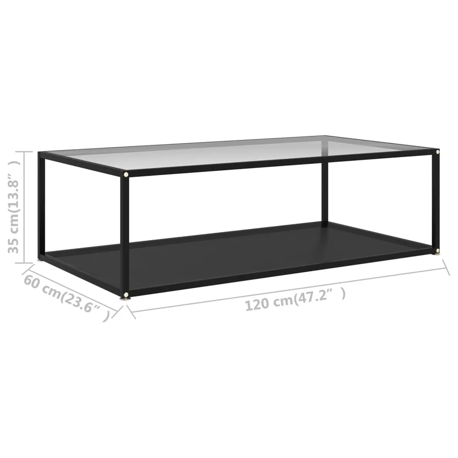 Table basse Transparent et noir 120x60x35 cm Verre trempé - 5