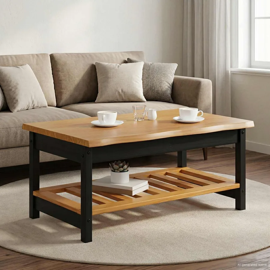 Table basse EKAI Noir 100 x 60 x 45,5 cm Bois de pin massif