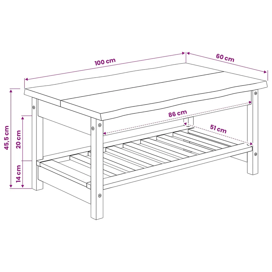 Table basse EKAI Noir 100 x 60 x 45,5 cm Bois de pin massif - 9