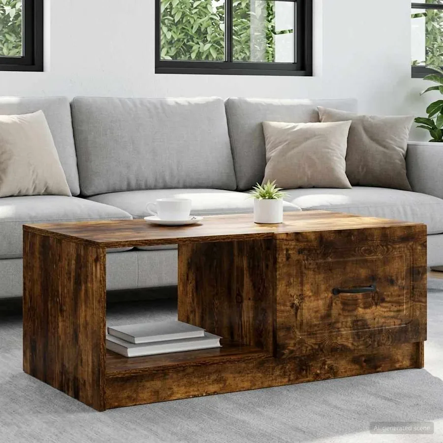 Table basse Chêne fumé 90 x 50 x 37 cm Bois d'ingénierie