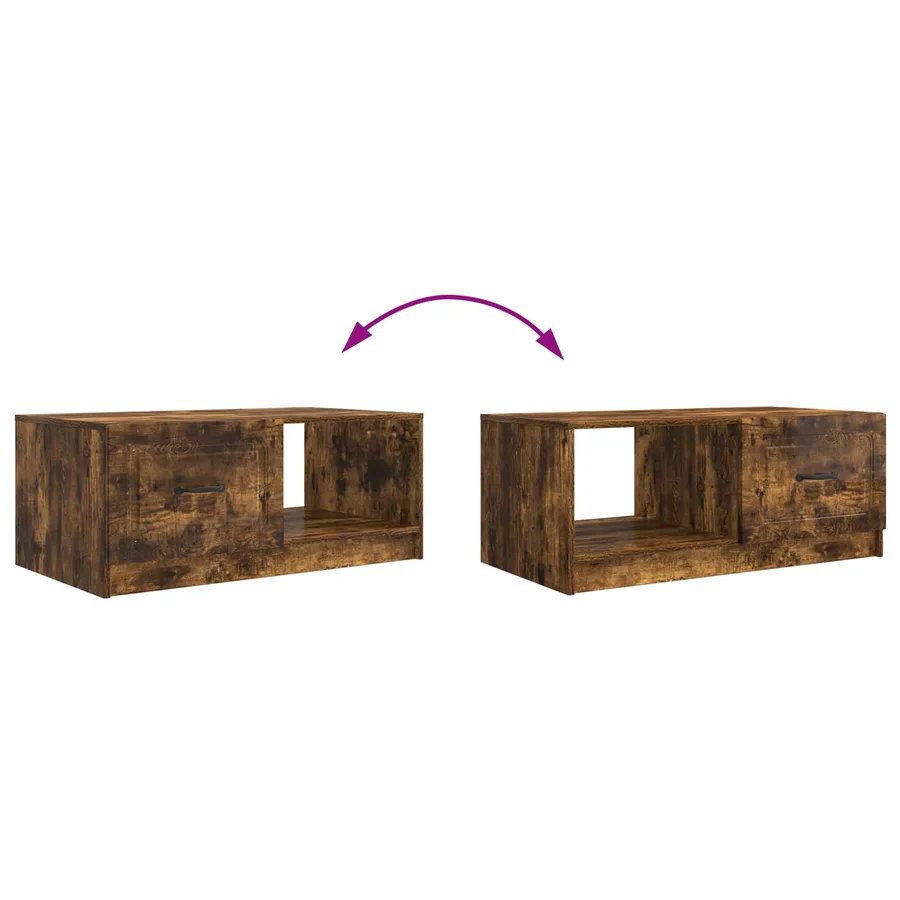 Table basse Chêne fumé 90 x 50 x 37 cm Bois d'ingénierie - 8