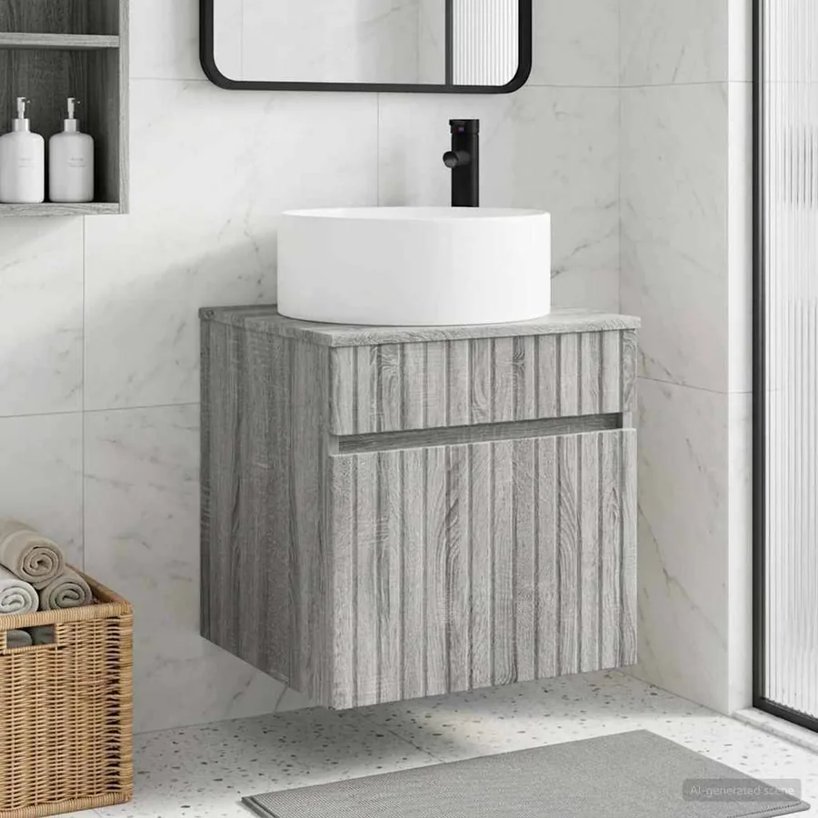 Meuble de lavabo mural Sonoma gris 49 x 44,5 x 65,5 cm