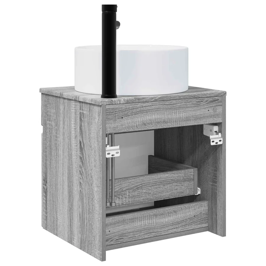 Meuble de lavabo mural Sonoma gris 49 x 44,5 x 65,5 cm - 4