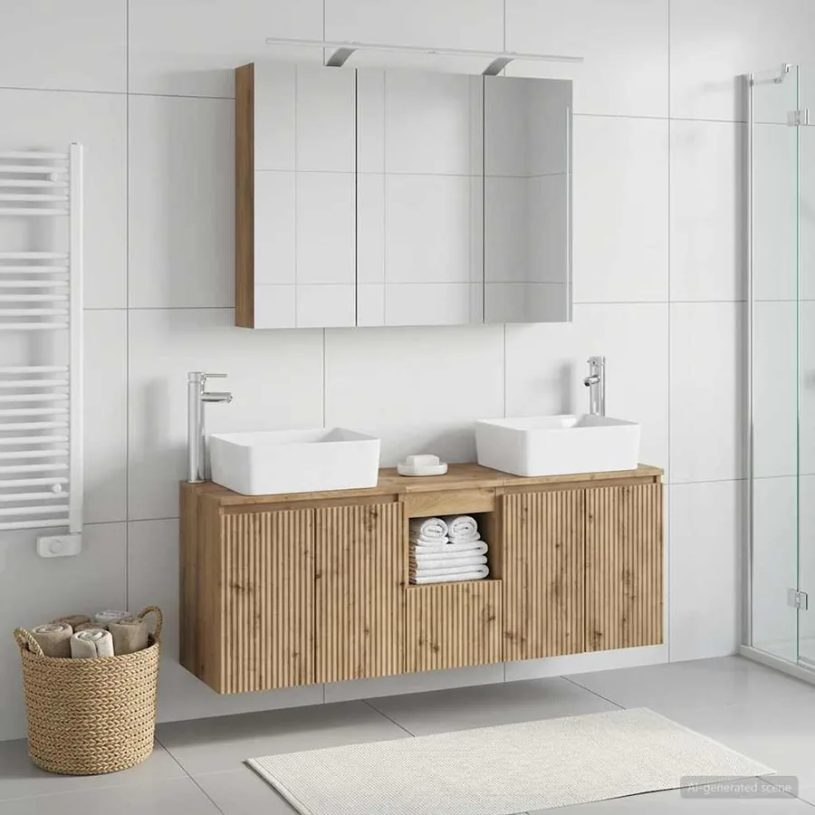 Ensemble d'armoire de salle de bain 4 pc Chêne artisanal
