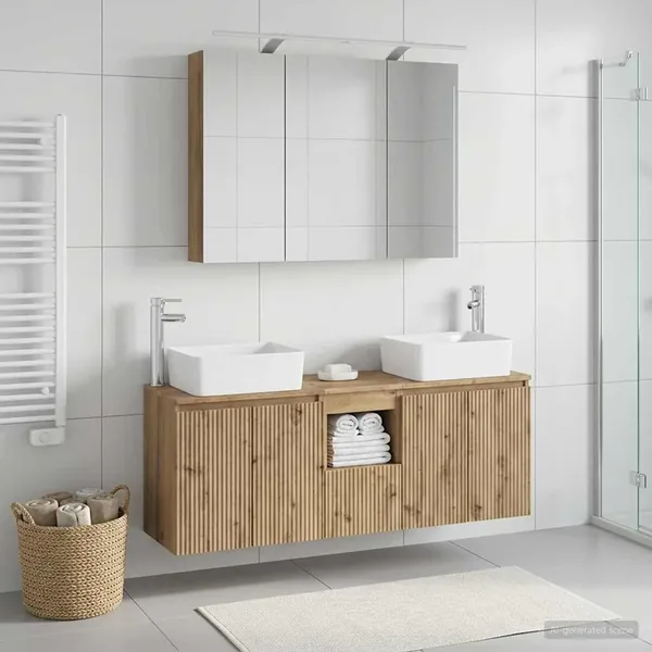 Ensemble d'armoire de salle de bain 4 pc Chêne artisanal