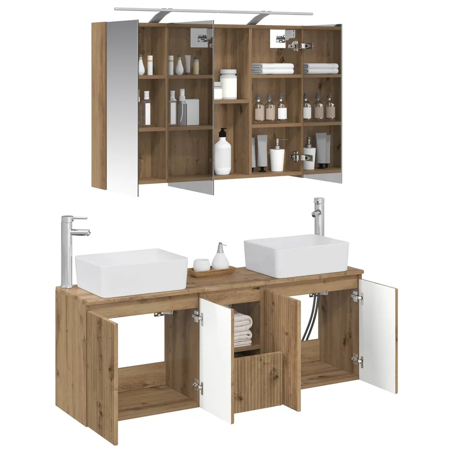Ensemble d'armoire de salle de bain 4 pc Chêne artisanal - 3