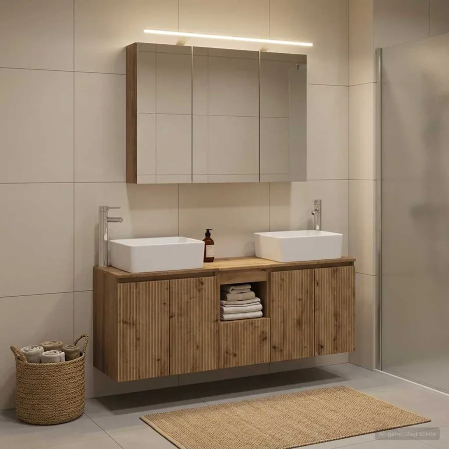 Ensemble d'armoire de salle de bain 4 pc Chêne artisanal - 4