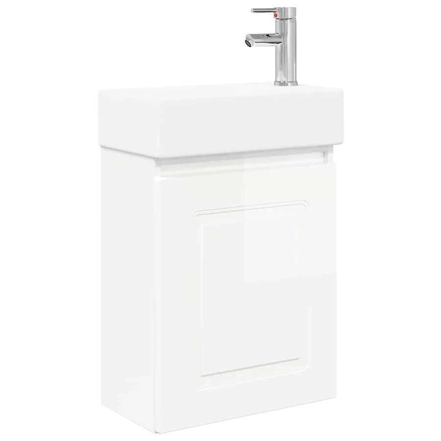 Meuble de salle de bain avec robinet Blanc brillant - 2
