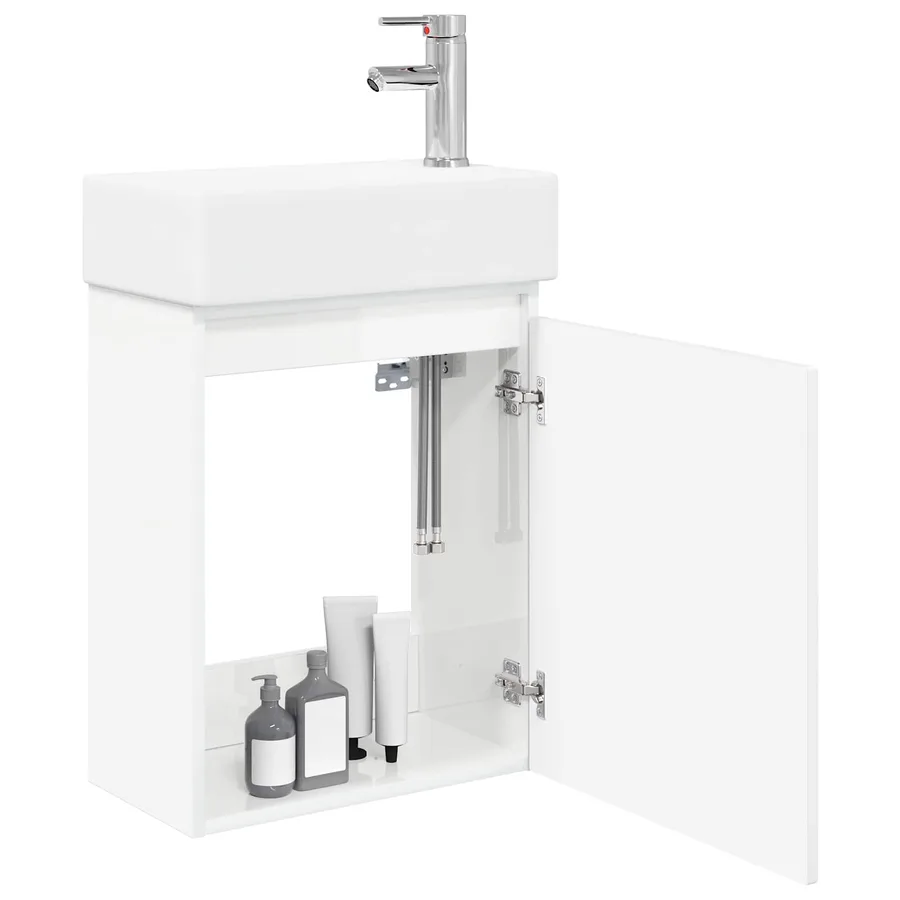 Meuble de salle de bain avec robinet Blanc brillant - 3