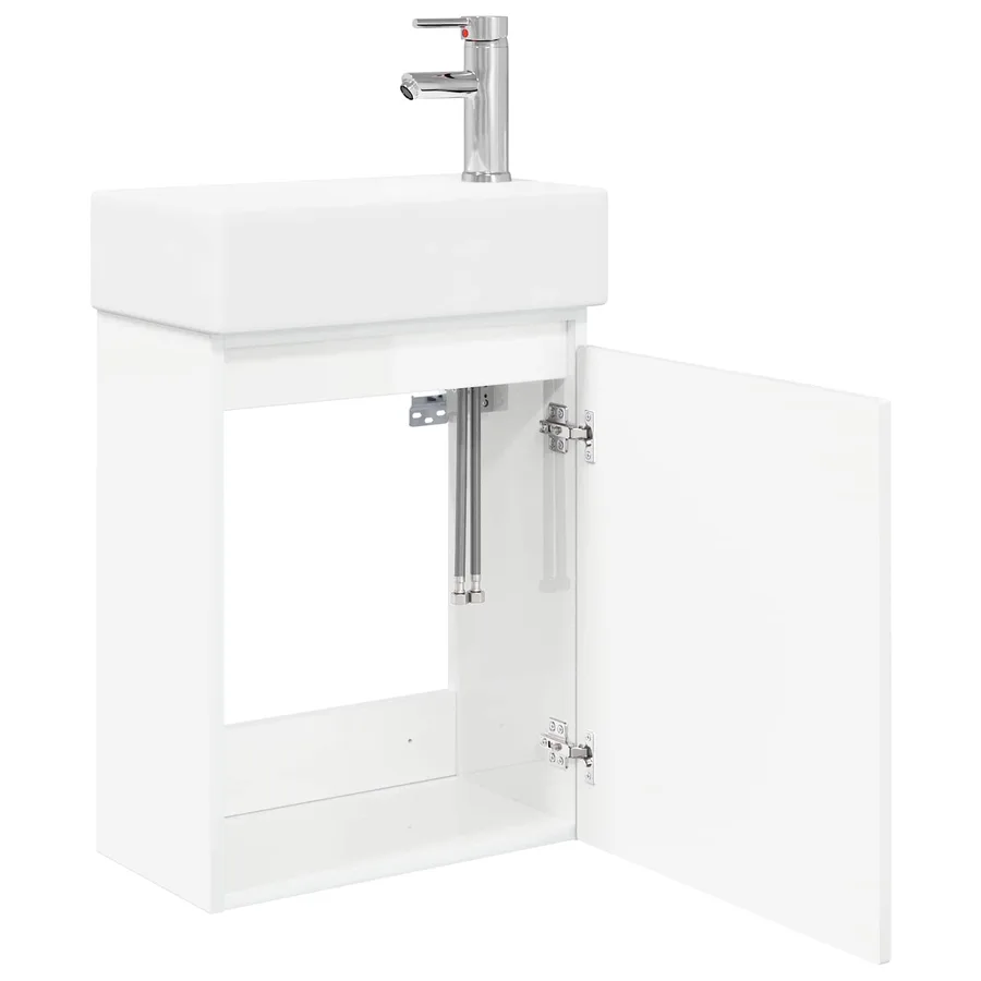 Meuble de salle de bain avec robinet Blanc brillant - 4