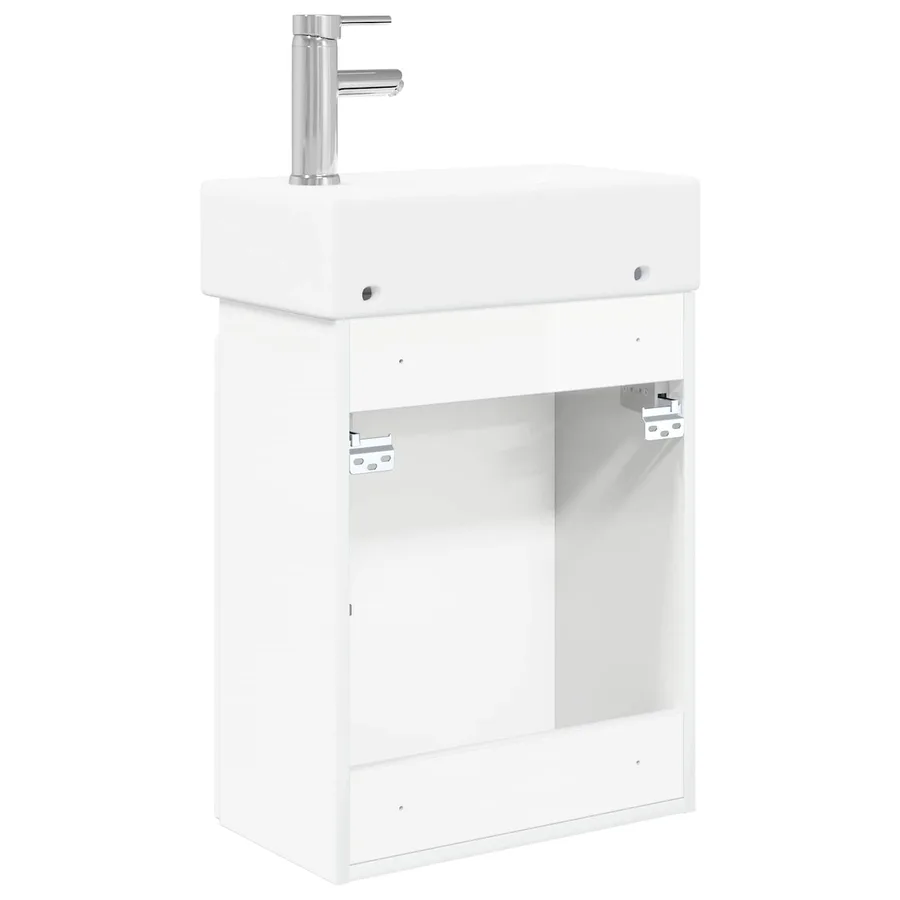 Meuble de salle de bain avec robinet Blanc brillant - 7