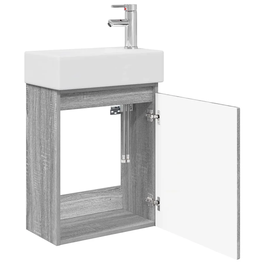 Meuble de salle de bain avec robinet Sonoma gris - 4