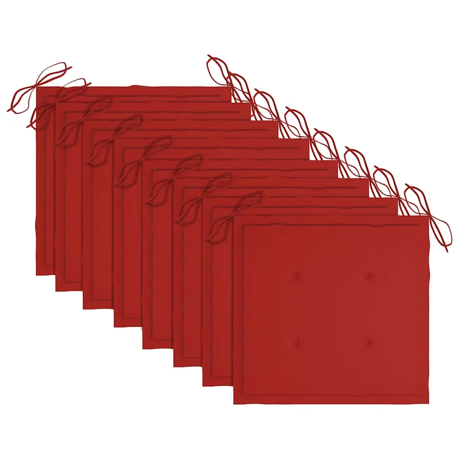 Chaises de jardin empilables avec coussins lot de 8 Teck solide - 7