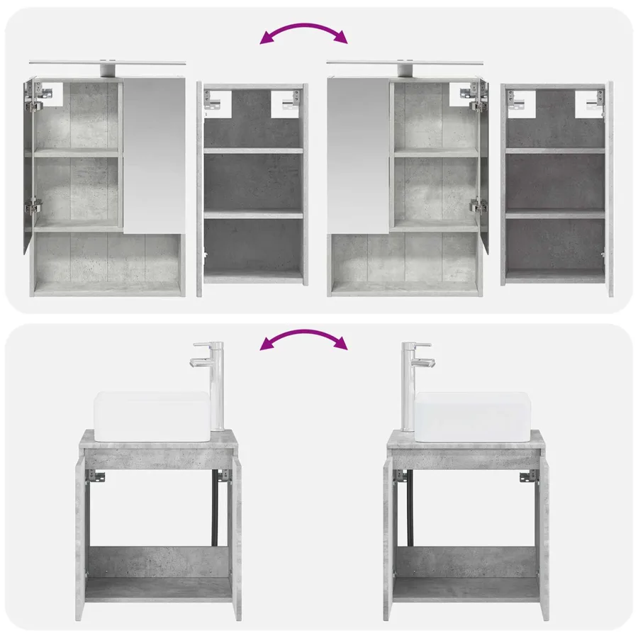 Ensemble d'armoire de salle de bain 5 pcs Gris béton - 14