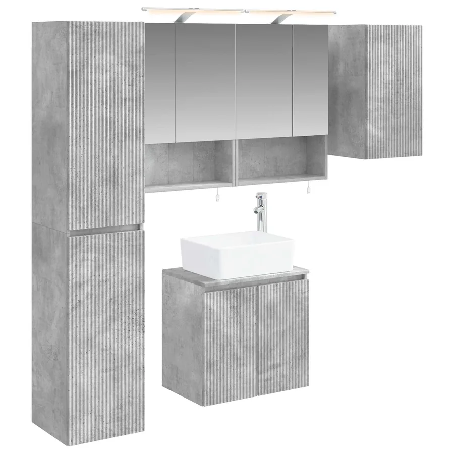 Ensemble d'armoire de salle de bain 5 pcs Gris béton - 2