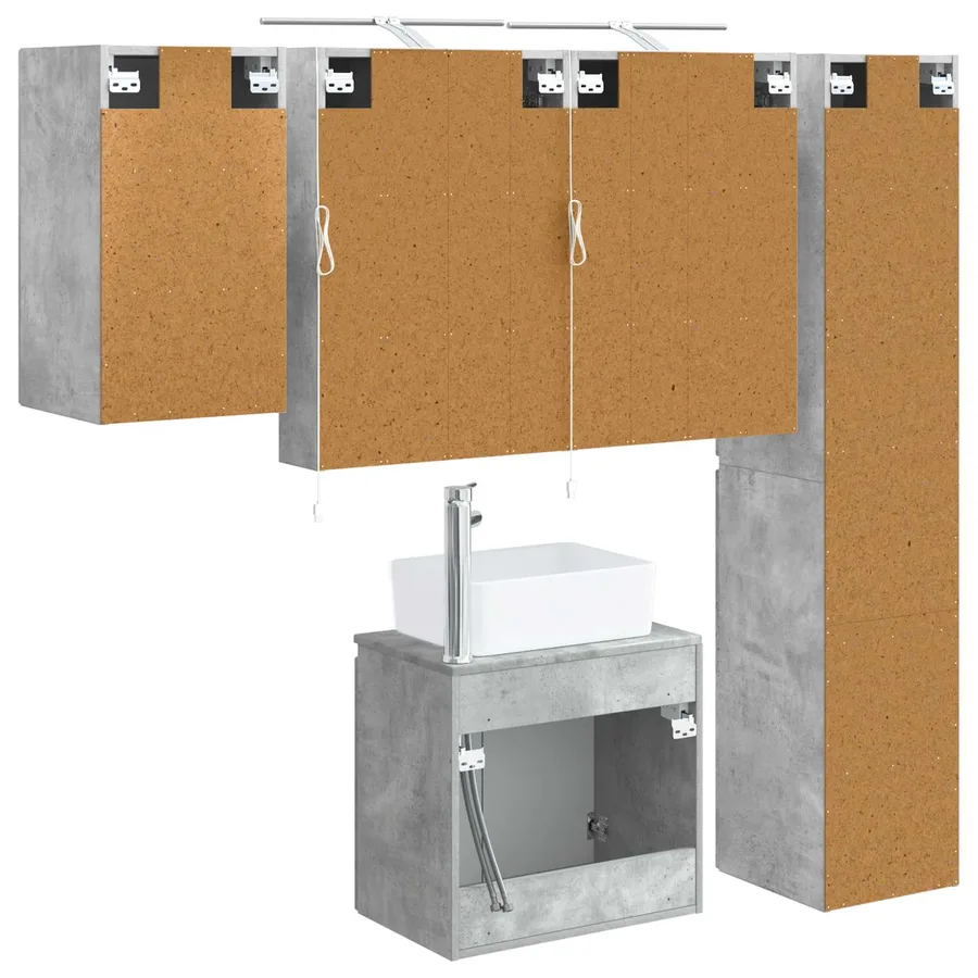 Ensemble d'armoire de salle de bain 5 pcs Gris béton - 9