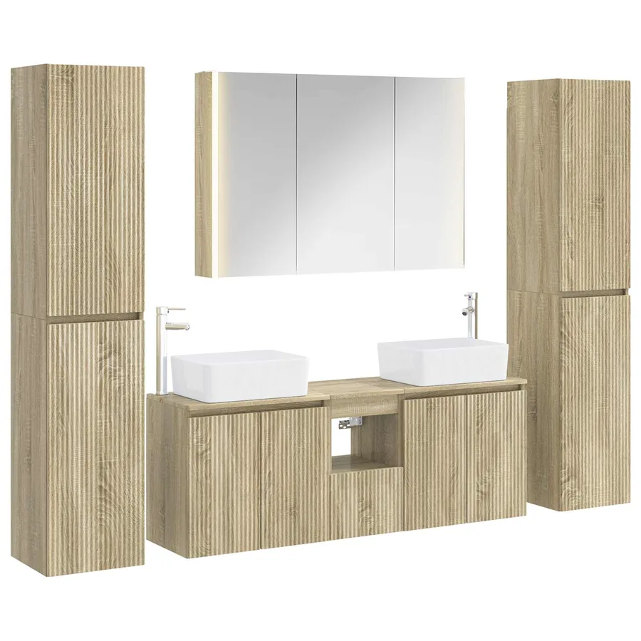 Ensemble de mobilier de salle de bain 6 pcs Chêne Sonoma - 2