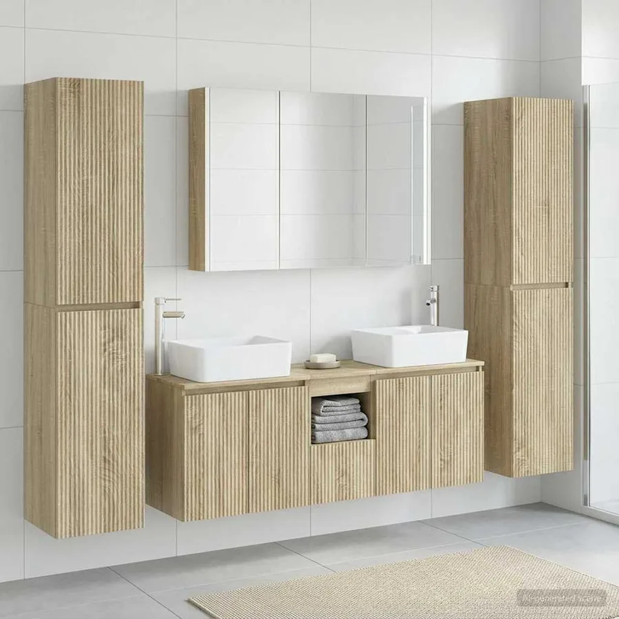 Ensemble de mobilier de salle de bain 6 pcs Chêne Sonoma - 4