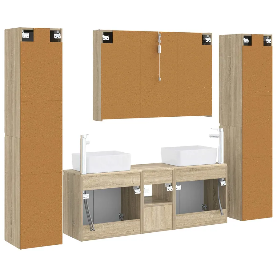 Ensemble de mobilier de salle de bain 6 pcs Chêne Sonoma - 9
