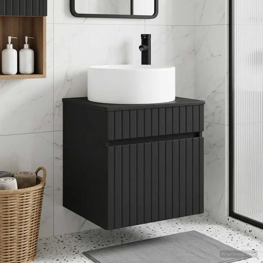 Meuble de lavabo mural Noir 49 x 44,5 x 65,5 cm