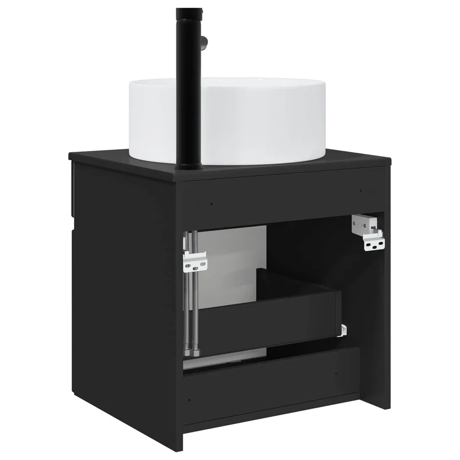Meuble de lavabo mural Noir 49 x 44,5 x 65,5 cm - 4