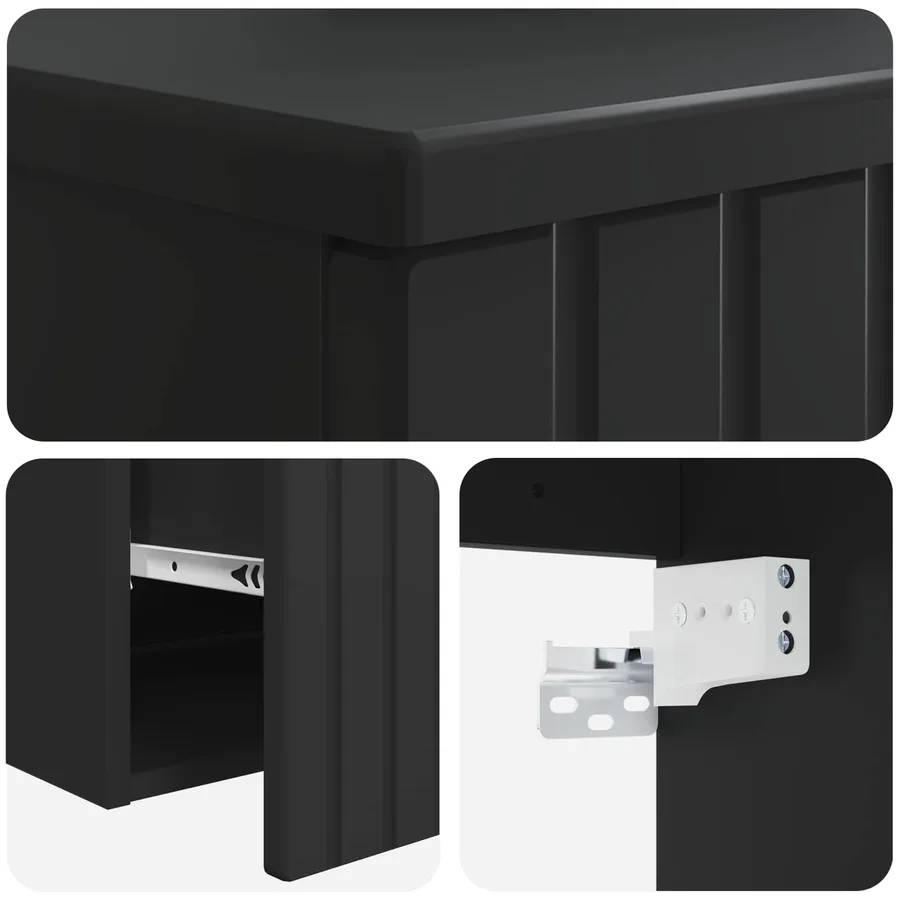 Meuble de lavabo mural Noir 49 x 44,5 x 65,5 cm - 5