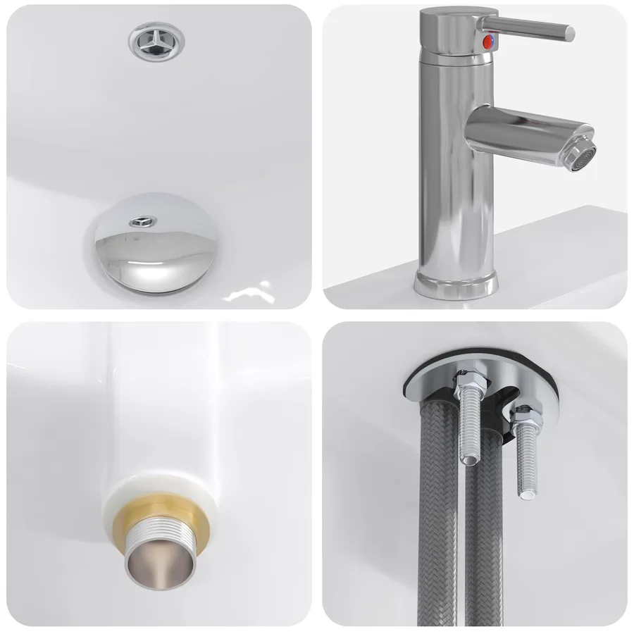 Lavabo de salle de bains Chrome 42 x 40 x 16,5 cm métal - 8