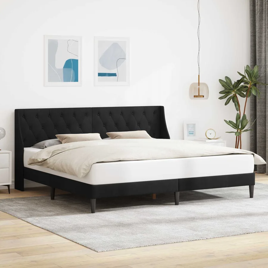Cadre de lit avec tête de lit Noir 200 x 200 cm Velours