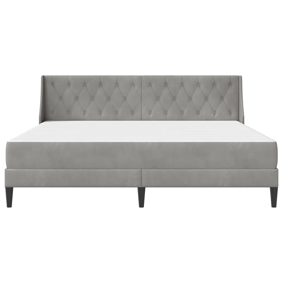 Cadre de lit avec matelas Gris clair 200 x 200 cm Velours - 6