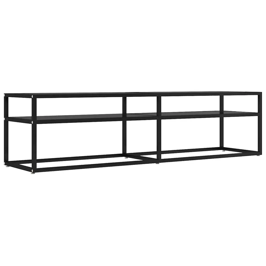 Meuble TV noir 160x40x40,5 cm verre trempé - 2