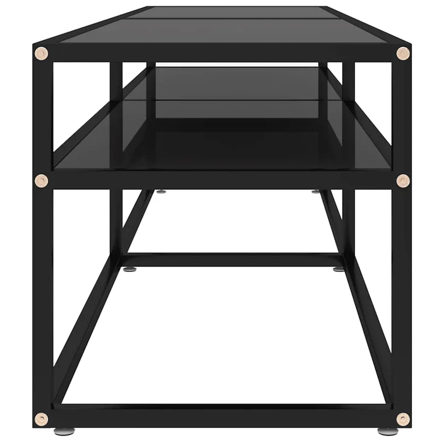 Meuble TV noir 160x40x40,5 cm verre trempé - 4