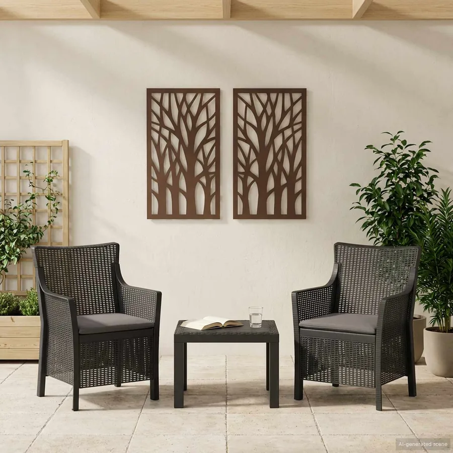 Ensemble salon avec coussin 3 pcs Anthracite PP