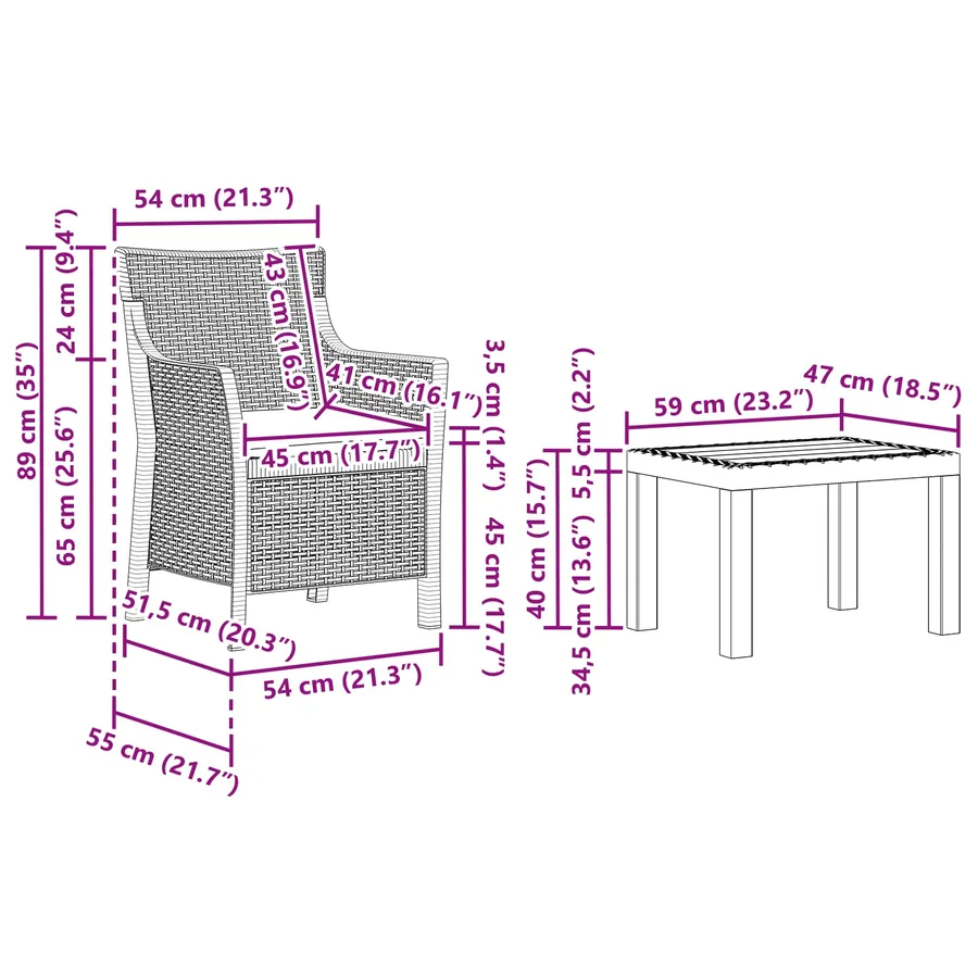 Ensemble salon avec coussin 3 pcs Anthracite PP - 9