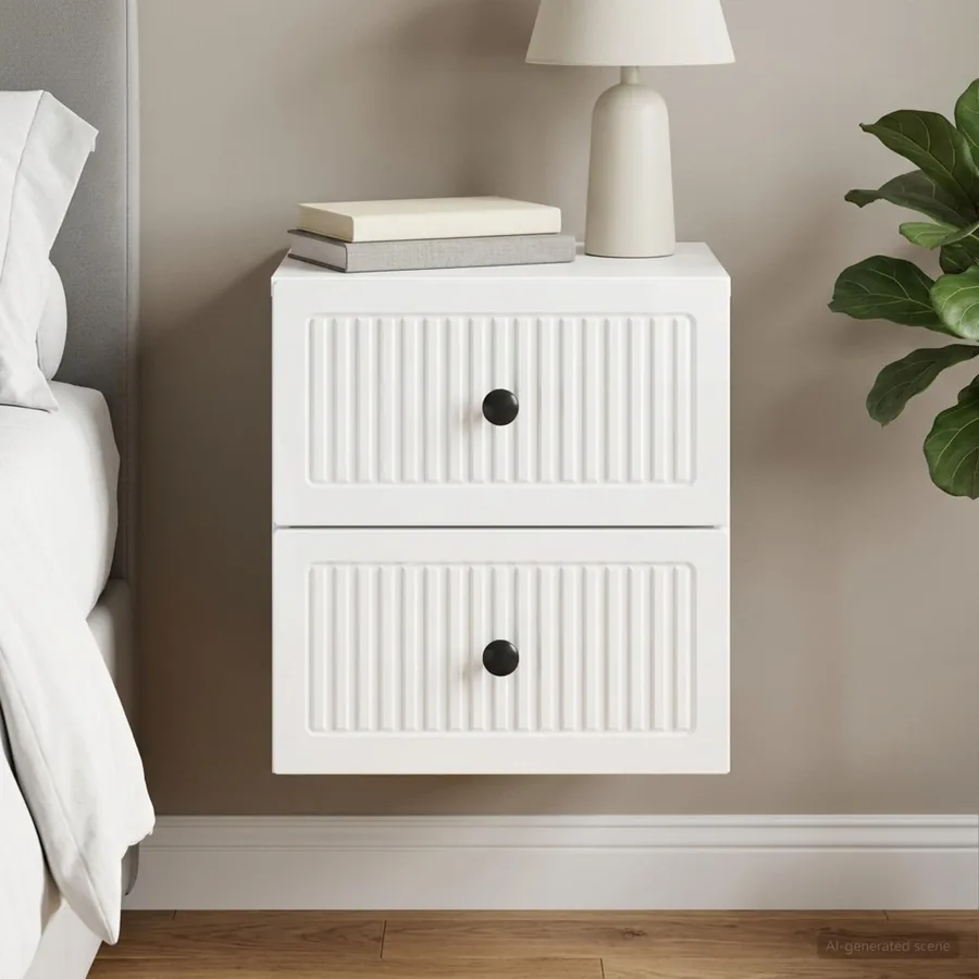Cabinet de chevet mural Blanc brillant 33 x 34,5 x 40 cm