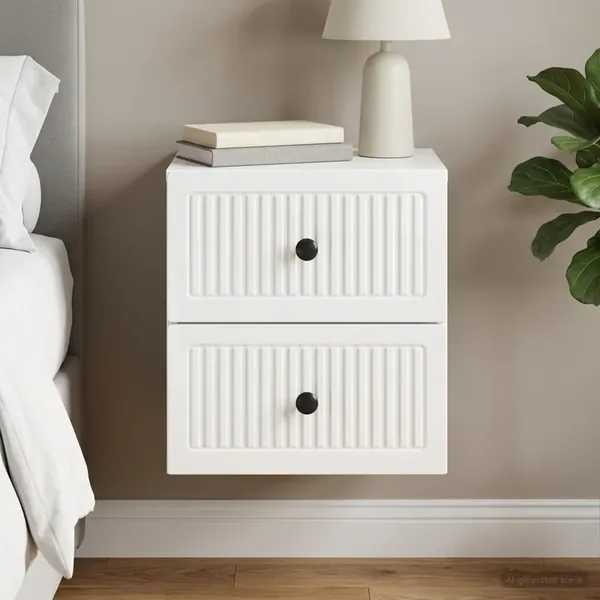 Cabinet de chevet mural Blanc brillant 33 x 34,5 x 40 cm