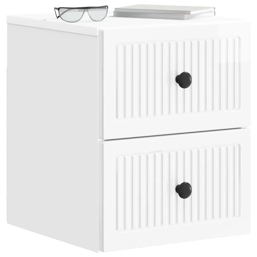 Cabinet de chevet mural Blanc brillant 33 x 34,5 x 40 cm - 3