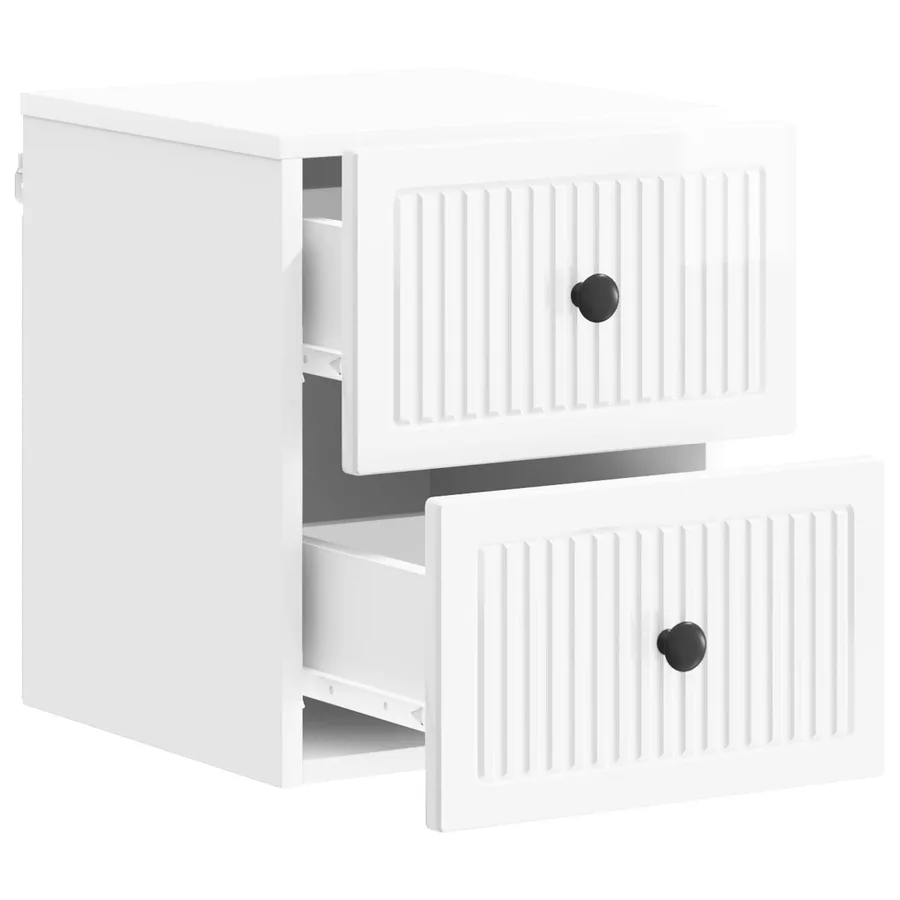 Cabinet de chevet mural Blanc brillant 33 x 34,5 x 40 cm - 4